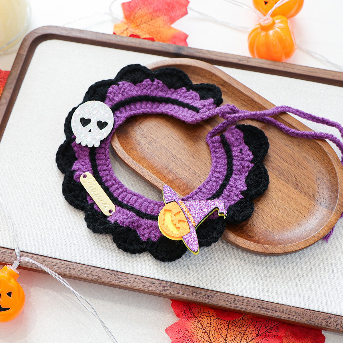 Halloween Pet Cat Dog Knit Scarf Funny Pumpkin Ghost Neckwear Bib