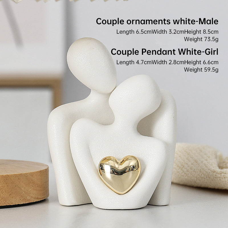 Ceramic Couple Figurine Newlywed Home Decor Desktop Shelf Ornament