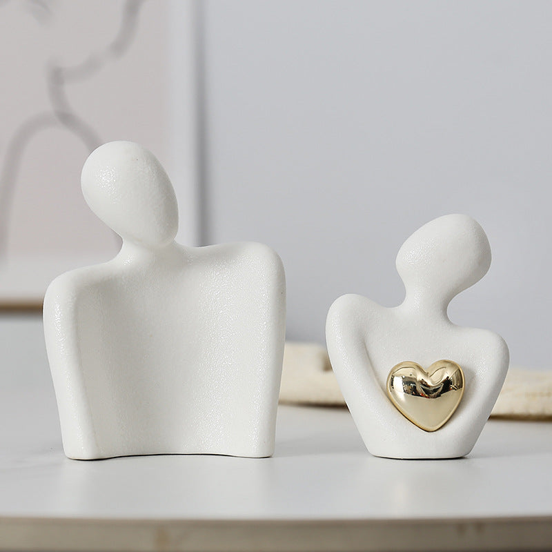 Ceramic Couple Figurine Newlywed Home Decor Desktop Shelf Ornament
