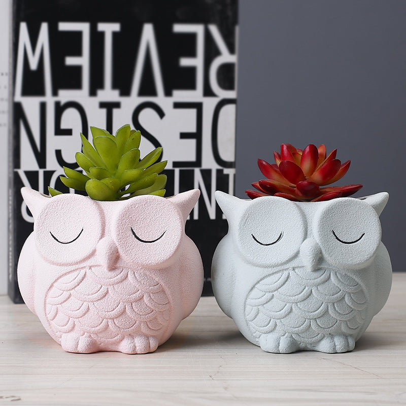 Creative Ceramic Cartoon Animal Flower Pot For Desk Decoration