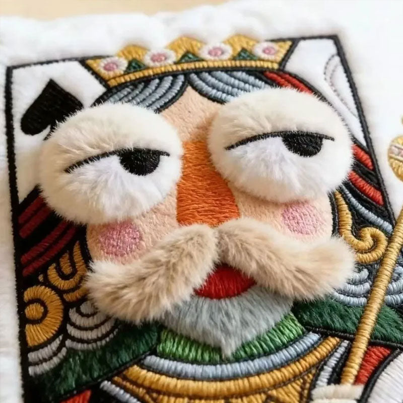 Cartoon Geborduurd Vierkant Kussen - Zacht en Eigenzinnig Kussen met Grote Ogen, Decoratief Pluche Sierkussen voor Huis & Slaapkamer