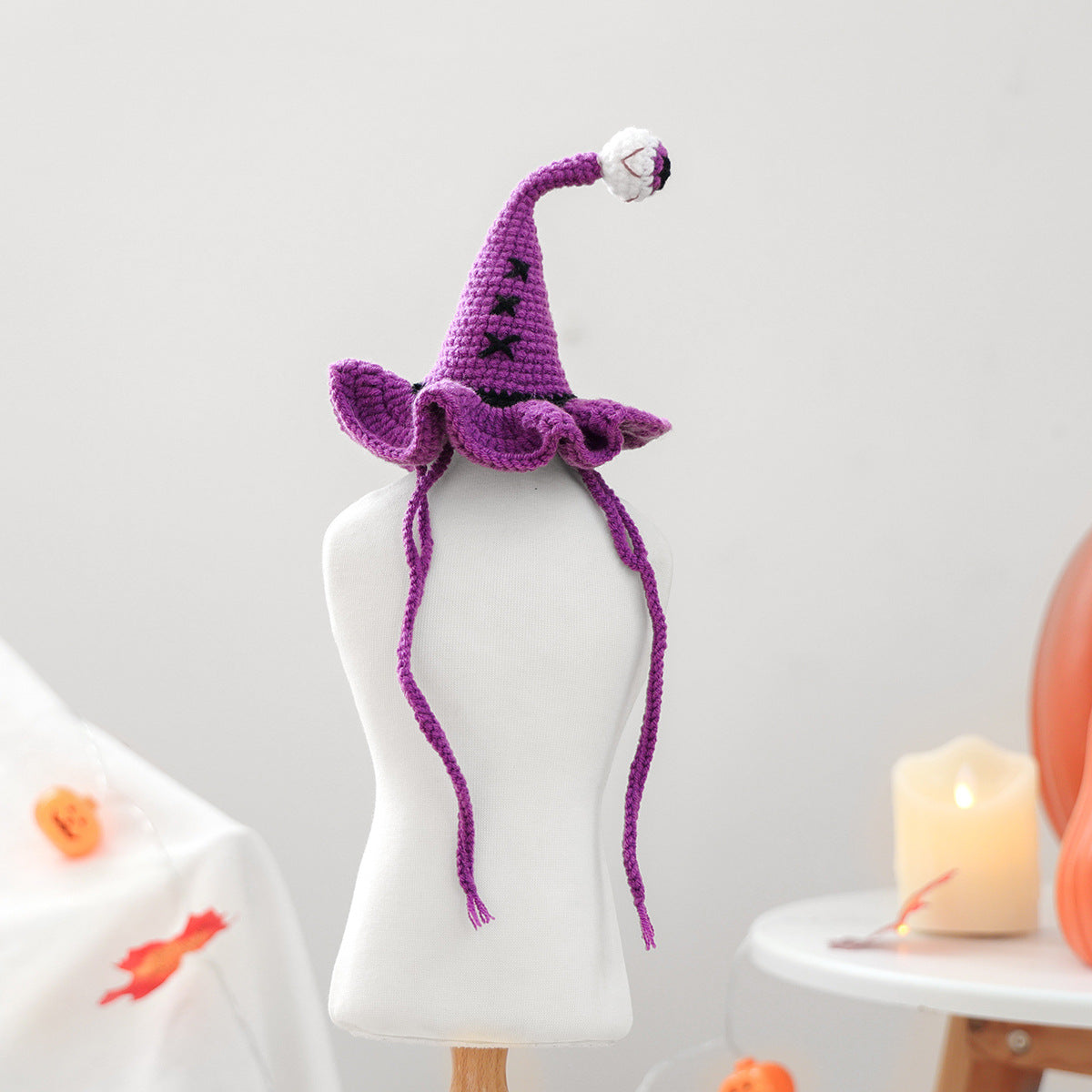 Cute Embroidered Wizard Hat For Dogs Halloween Knitted Costume