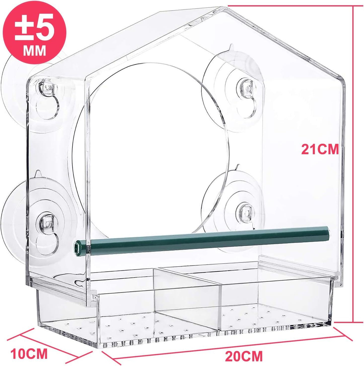 Kunteng Acrylic Bird Feeder House Shaped Double Layer Pet Dish