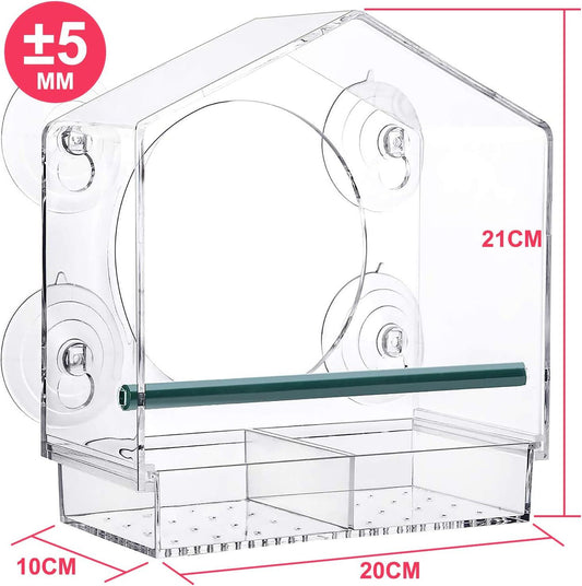 Kunteng Acrylic Bird Feeder House Shaped Double Layer Pet Dish