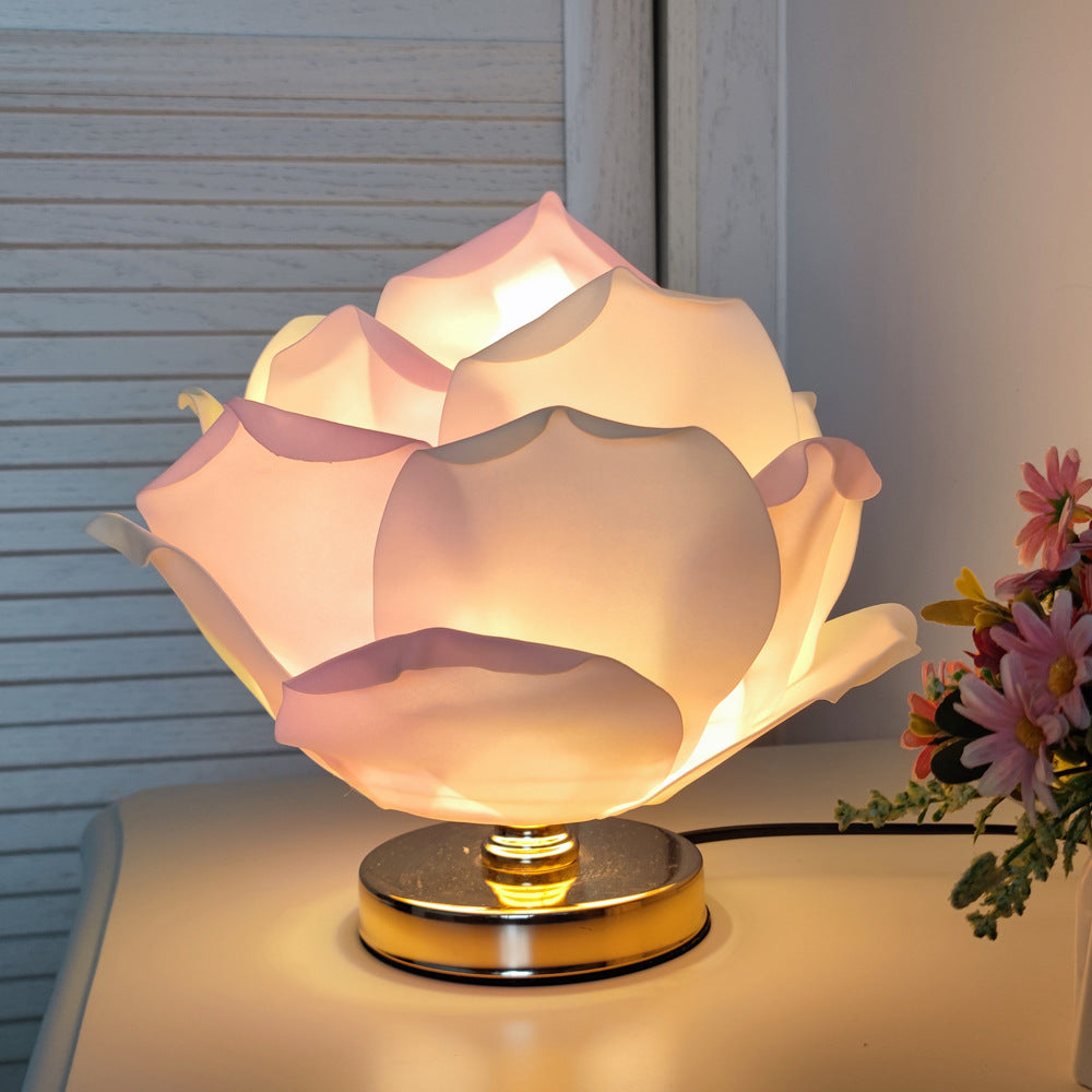 Creatieve grote rozenbloemlamp lotuslamp voor meisjeskamer, romantische sfeer huwelijksdecoratie bedlampje