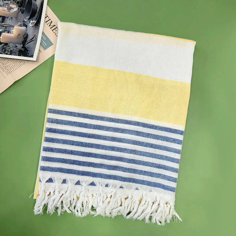 Serviette de plage turque rayée à franges, séchage rapide, grande taille, en coton, styles variés, vente en gros
