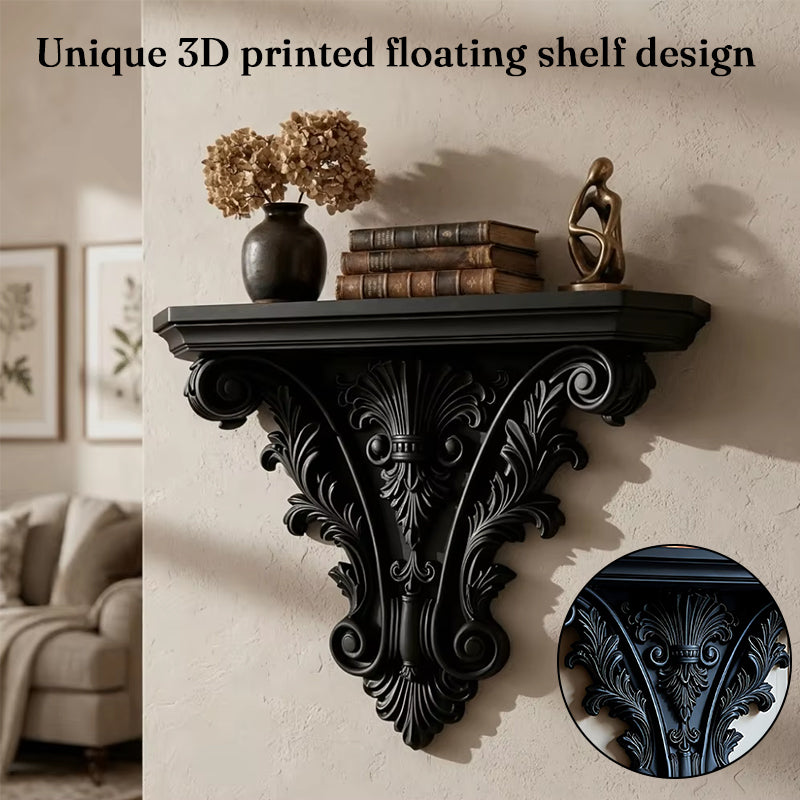 Étagère flottante gothique imprimée en 3D, Décoration murale créative sculptée, Support de plantes rétro pour salon et décoration intérieure