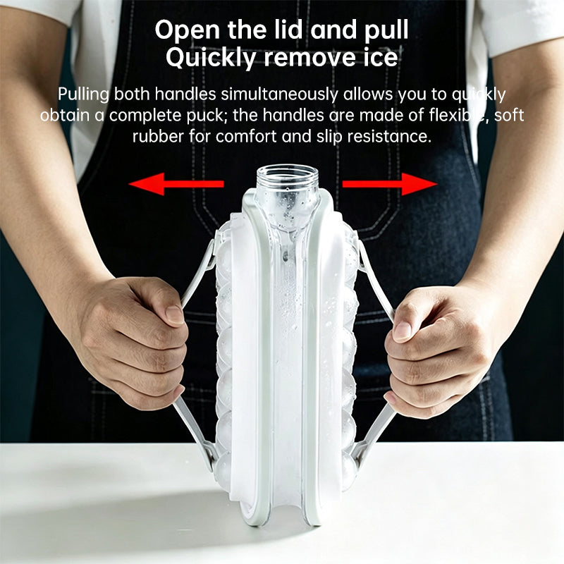 2-in-1 draagbare opvouwbare ijsbalmaker-fles, siliconen vriesvorm & waterfles voor cocktails, reizen, sportschool