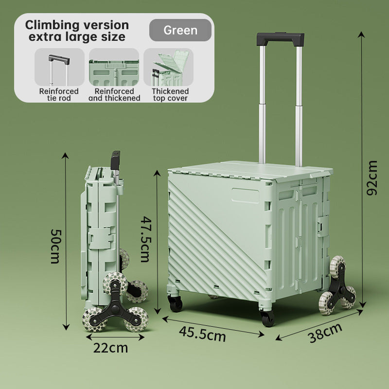 Opvouwbare transportwagen met deksel – Rolbare opbergwagen voor boodschappen, reizen & buitenactiviteiten
