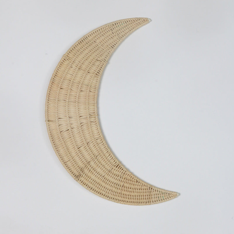 Nordic stijl geweven maanvormige wandhanger, handgemaakte weefkunst decoratie voor muur en fotografie-rekwisieten
