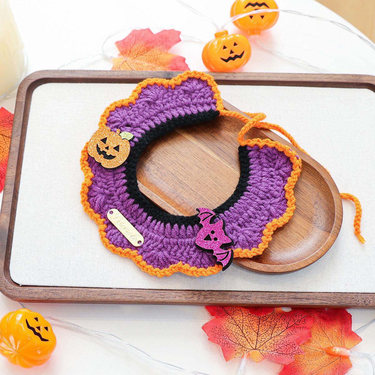 Halloween Pet Cat Dog Knit Scarf Funny Pumpkin Ghost Neckwear Bib
