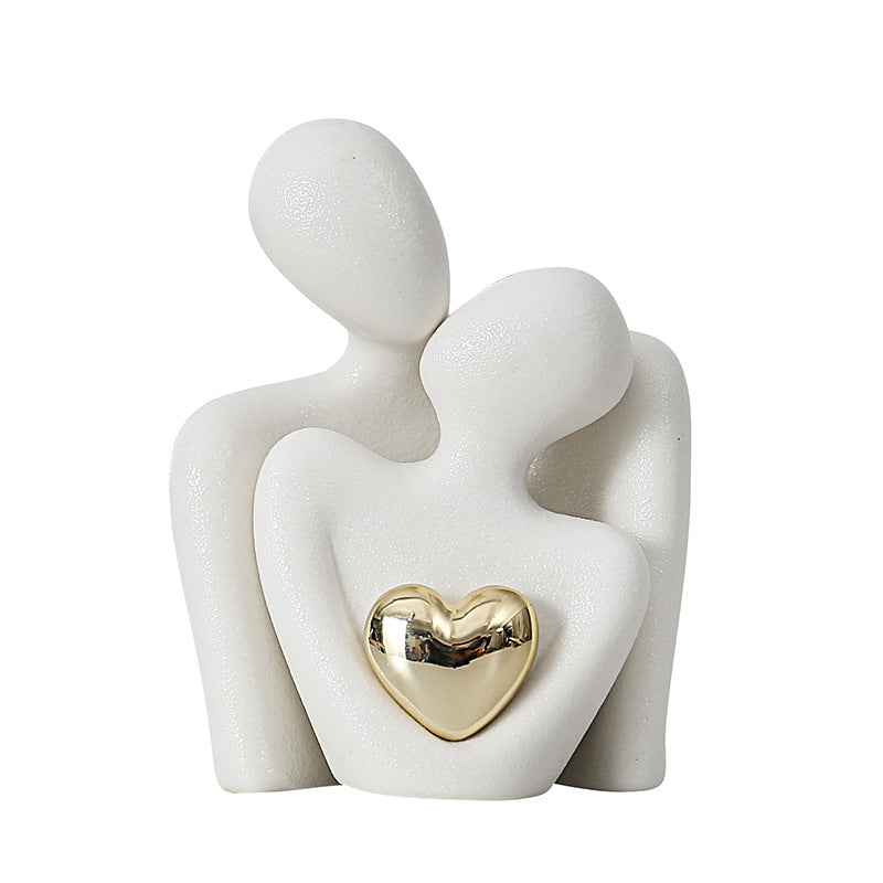 Ceramic Couple Figurine Newlywed Home Decor Desktop Shelf Ornament
