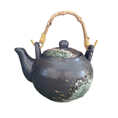 Keramische theeketel met bamboe handvat, handbeschilderd, commercieel gebruik, grote inhoud, theepot met schenktuit, tafelmodel