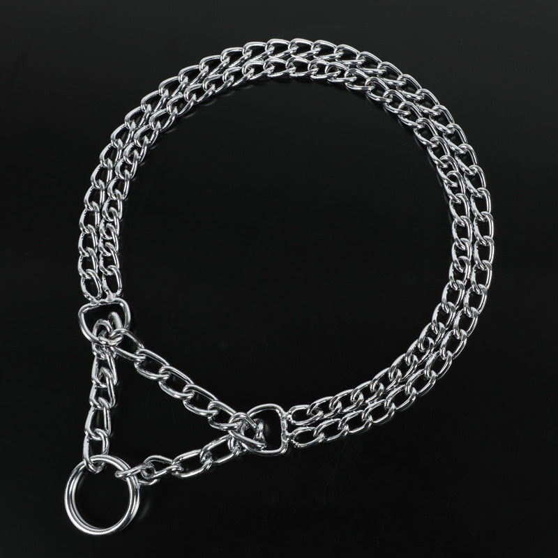 Silver Double Row Telescopic Chain Dog Training Collar
