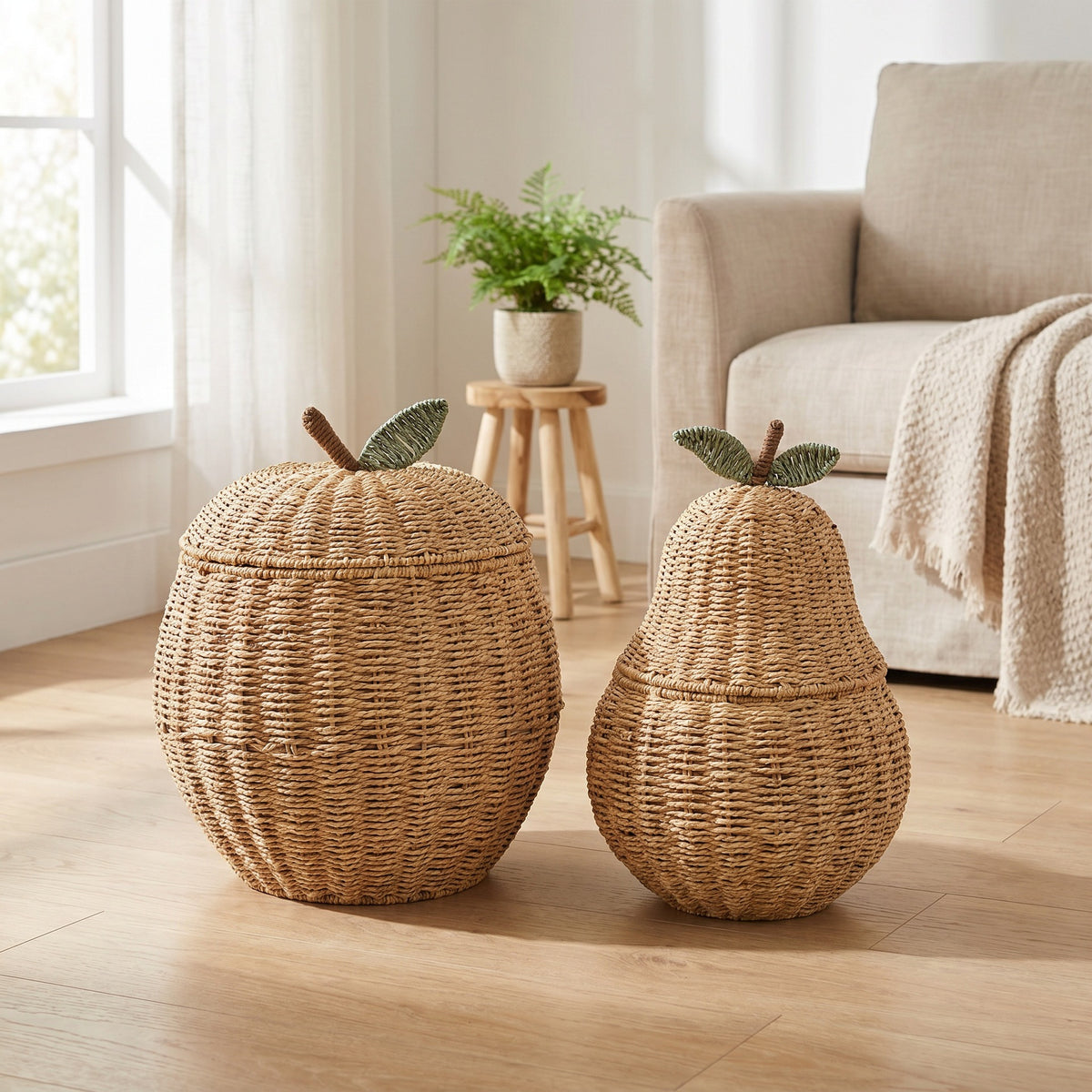 Groothandel handgemaakte gevlochten opbergmand, sneeuwpeer-stijl, opbergmand, bureau-opbergmand, decoratieve mand voor in huis