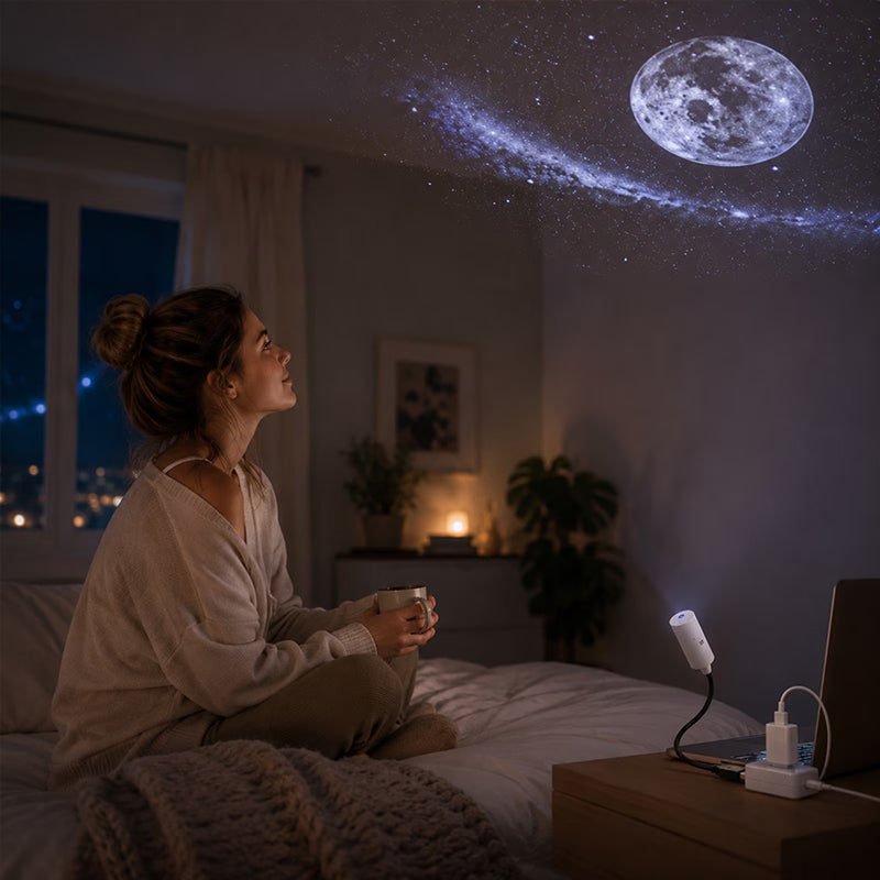 USB-sterrenprojector – Plug & Play, verwisselbare patronen voor slaap- en woonkamer
