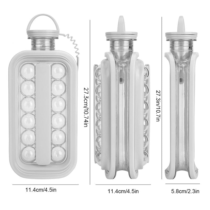 2-in-1 draagbare opvouwbare ijsbalmaker-fles, siliconen vriesvorm & waterfles voor cocktails, reizen, sportschool