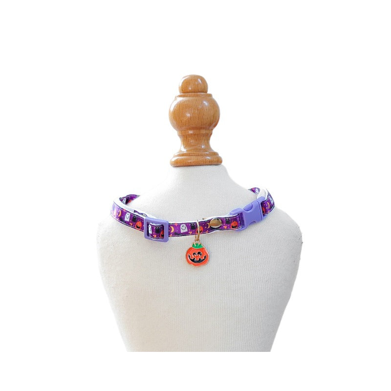 Pet Halloween Pumpkin Head Collar Cartoon Neckwear for Dogs and Cats, Small Dog Accessories