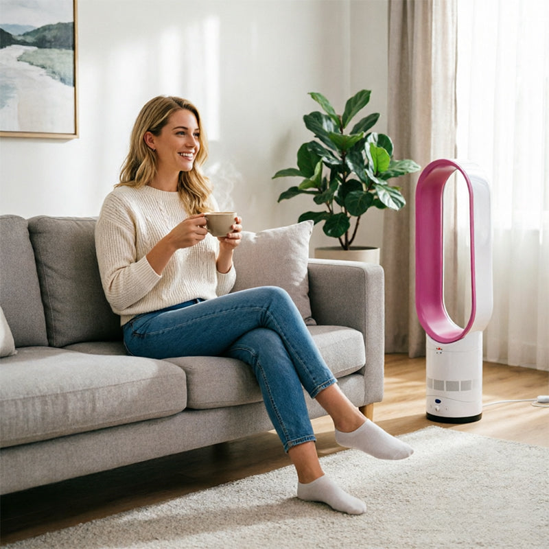 16 Inch Bladeless Tower Fan With Remote Timer And Quiet High Speed For Home