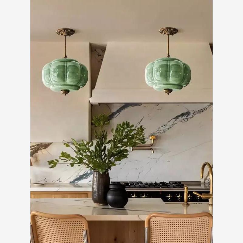 D38*H40CM Hanglamp met pompoen-glasontwerp voor slaapkamer, woonkamer, hal en entree
