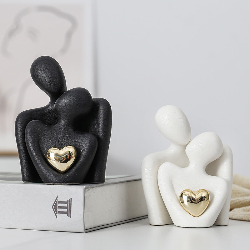 Ceramic Couple Figurine Newlywed Home Decor Desktop Shelf Ornament