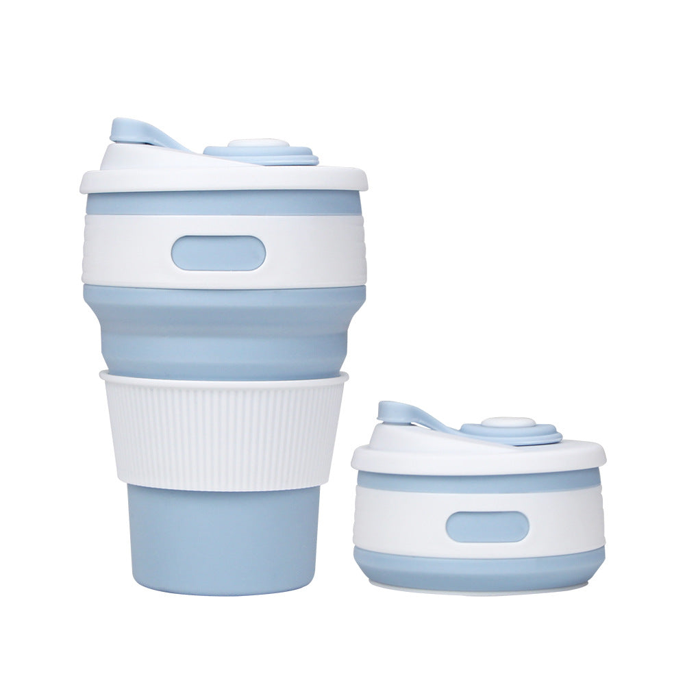 Silicone Foldable Water Cup Outdoor Portable Collapsible Cup 350ml Heat Resistant Expandable Coffee Cup