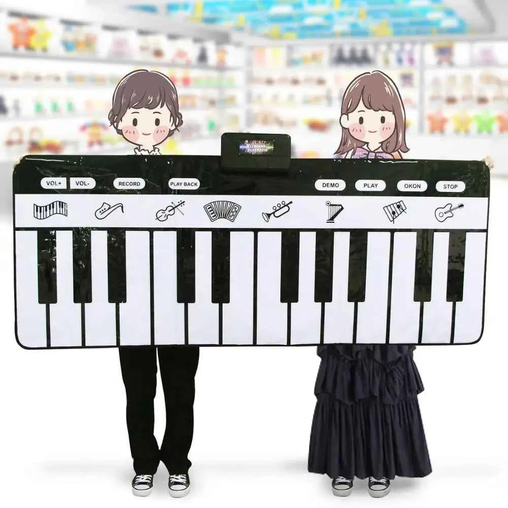 180x72cm Musical Piano Mat for Kids - Electronic Black & White Keyboard Baby Play Mat Rug Early Educational Toy Gift
