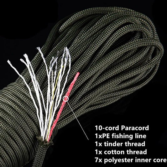 Noble Eagle 25FT 7.5M 550 10-core Paracord 4mm Outdoor Camping Survival Tool PE Fire Rope Fishing Cotton Line Parachute Hiking