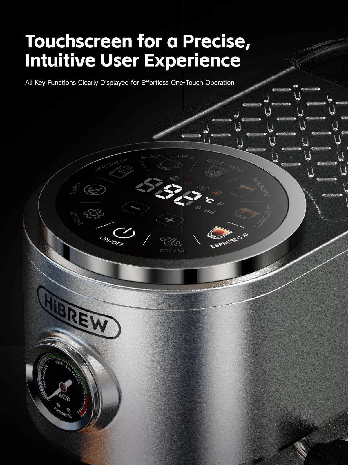 HiBREW Halfautomatische espressomachine met one-touch Americano, instelbare temperatuur, 20 bar, koude koffiezetapparaat, cappuccino H13