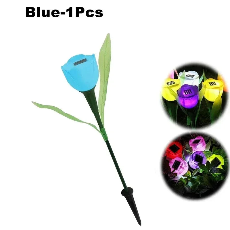 Solar Powered Tulip Garden Lights IP44 Waterproof Auto on Off LED Outdoor Lighting for Yard Lawn Party Night Decoration