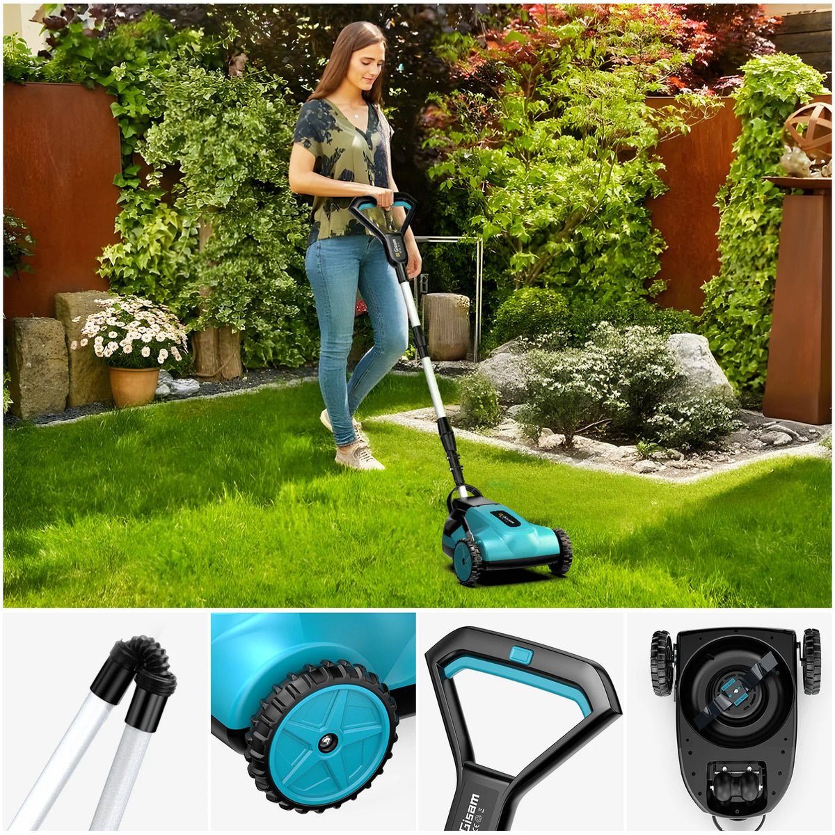 Gisam 10-inch 46.000 RPM borstelloze elektrische grasmaaier, snoerloze grastrimmer, tuinsnijder voor Makita 18V-accu