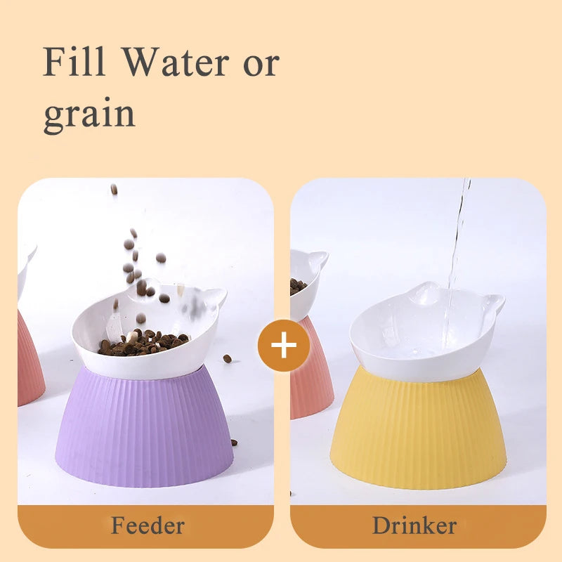 PET Raised Cat Bowl Neck Protection Cat Food Bowl High-foot Cat Drinking Bowl Detachable Kitten Feeder Pet Supplies