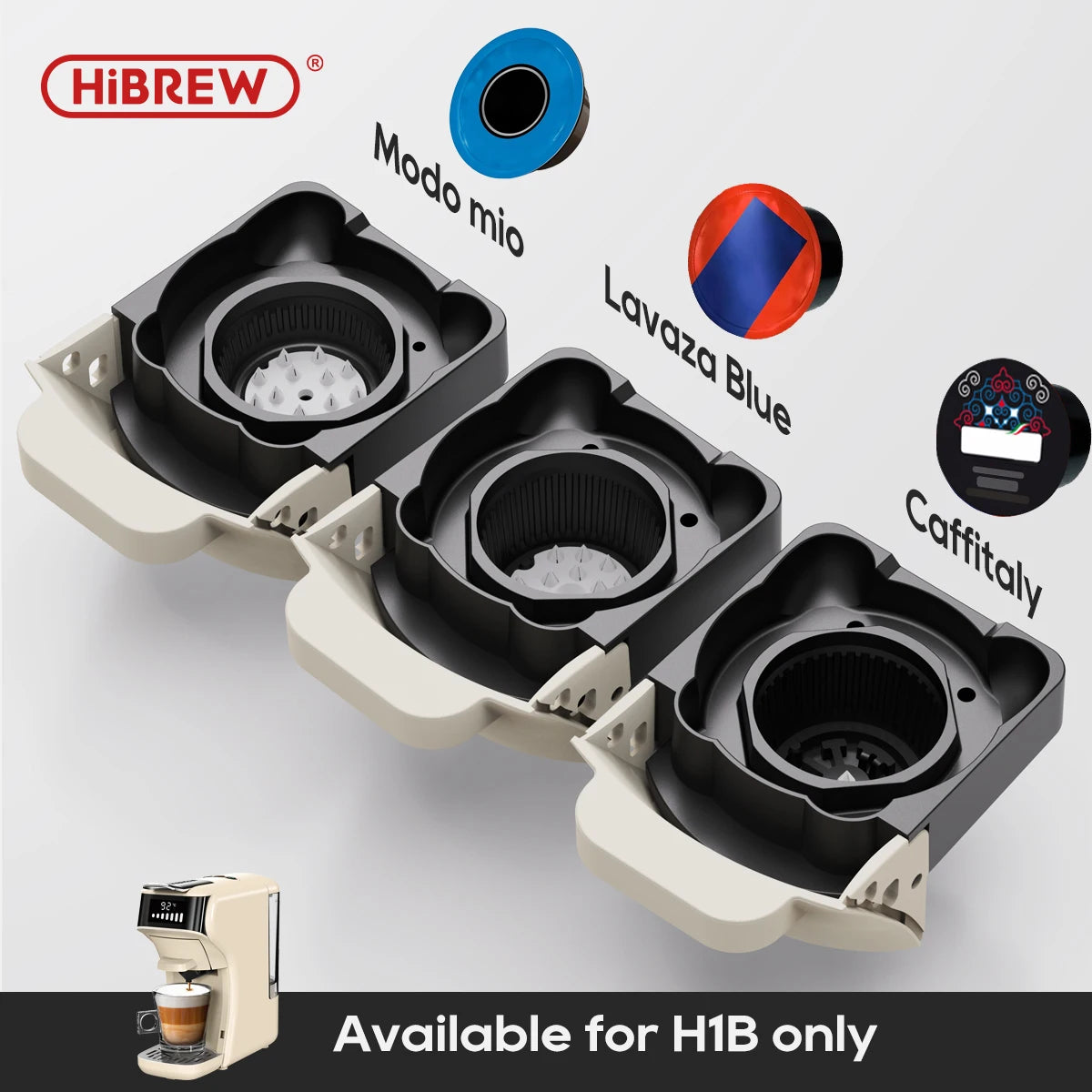 HiBREW H1B koffiemachine capsule-adaptersysteem onderdelen voor Nespresso of Dolce Gusto of gemalen koffie of ESE-pad of Caffitaly
