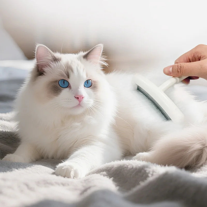 Curved Dog Knotting Comb Long Handle Cat Hair Remover Kitten Brush Anti-Knotting Cat Massager Brush Pet Grooming Supplies