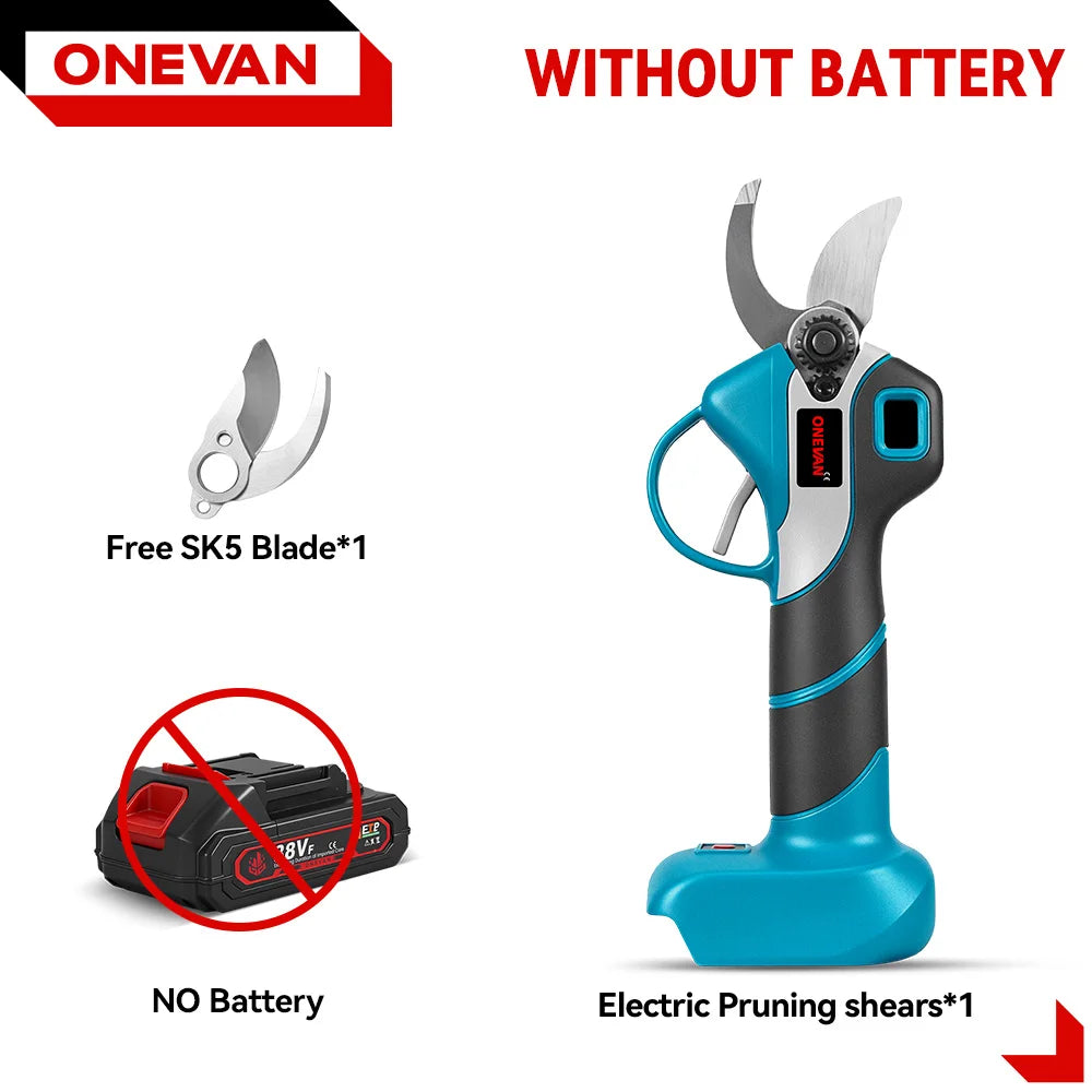 ONEVAN 30MM Brushless Electric Pruning Shear 2Gear Rechargeable Electric Scissors Garden Power Tools For Makita 18V Battery Pin