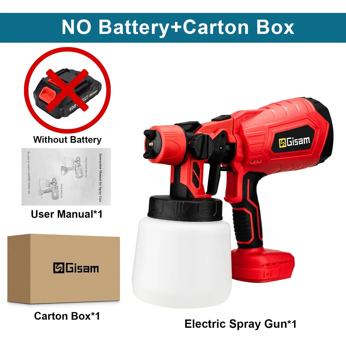 Gisam 1000ML Electric Spray Gun Home Cordless Paint Sprayer HVLP Auto Furniture Steel Coating Airbrush For Makita 18V Battery Pi