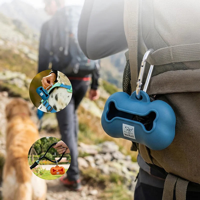 Silicone Dog Waste Bag Dispenser Durable Portable Dog Poop Bag Holder with 1 Roll Poop Bag Outdoor Pet Trash Bags Dispenser