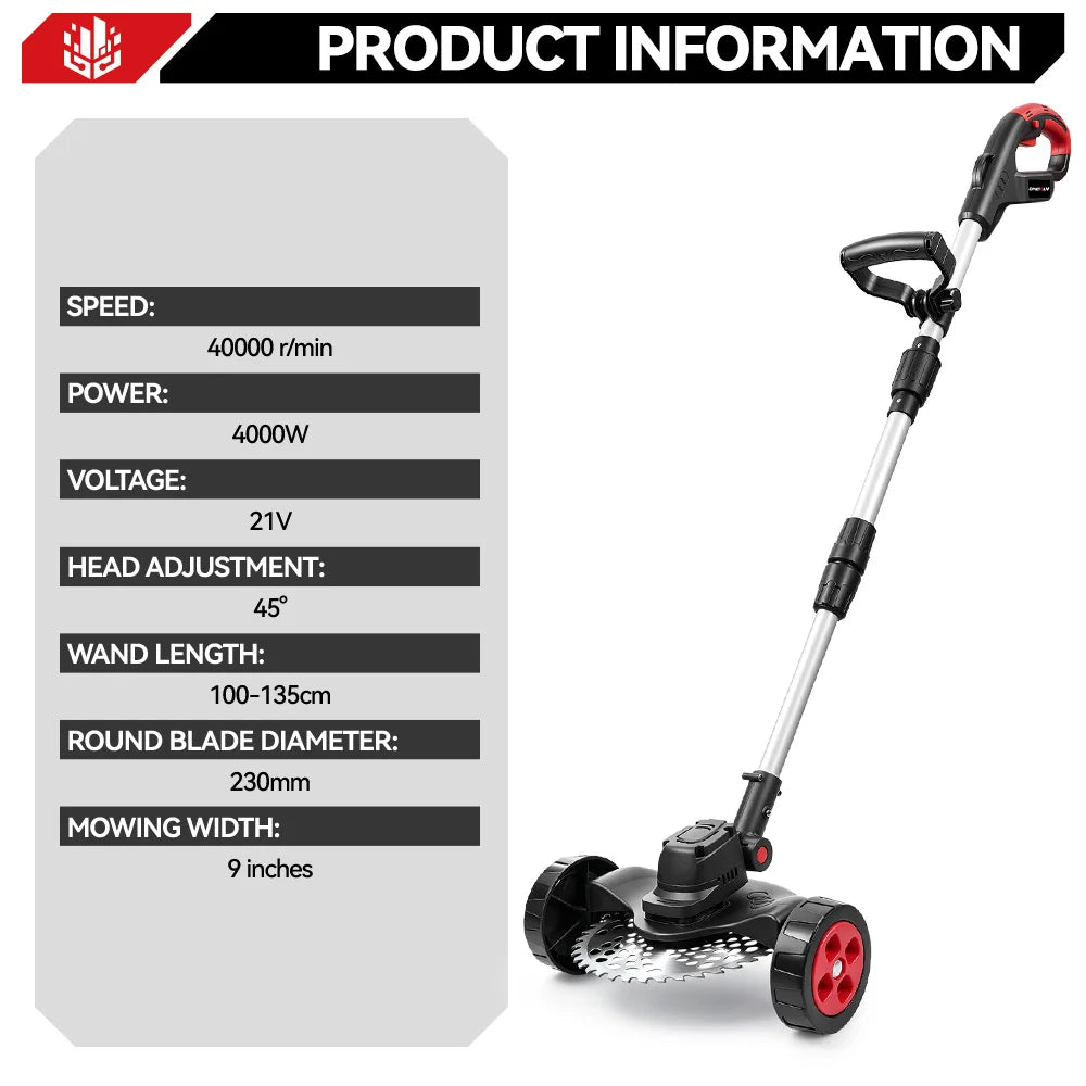 ONEVAN 9-inch borstelloze elektrische grasmaaier 40000 tpm snoerloze grastrimmer tuingereedschap voor Makita 18V-accu
