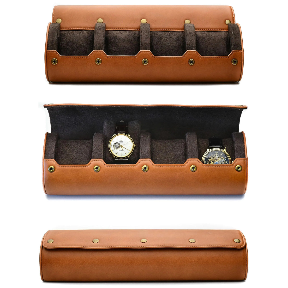 Watch Travel Case ,6 Slot Watch Roll Travel Case Organizer Display - PU Leather Watch Case - Watch Organizer  for Men & Women