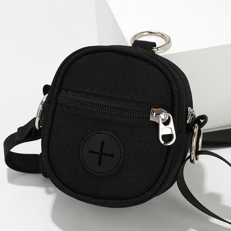 Portable Dog Treat Pouch Oxford Cloth Pet Waste Bag Dispenser Mini Crossbody Training Storage Bag for Walking Travel Outdoor