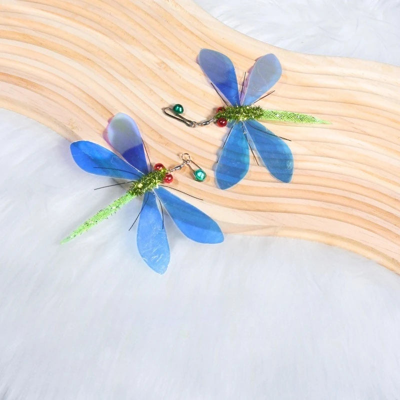 2pcs Simulation Dragonfly Cat Teasing Stick Replacement Head Insect Cat Toy Interactive Pet Toys For Kitten