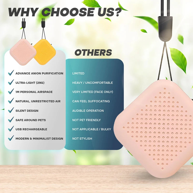 Purificateur d'air portable à suspendre au cou, mini collier à ions négatifs, chargement USB, pendentif portable pour éliminer la fumée secondaire 2026