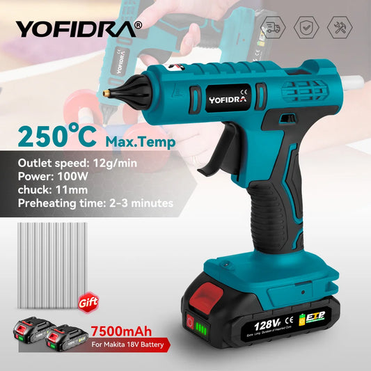 YOFIDRA 260° Hot Glue Gun 100W High Temperature Electric Mini Glue Guns Thermo Repair Power Tool For Makita 18-21V Battery Pin