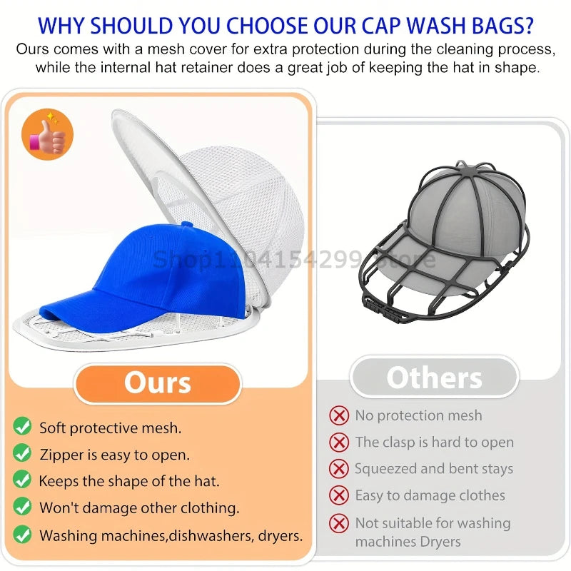 Hat Cleaner Cage for Washing Machine with Mesh Bag Hat Cleaner for Baseball Cap Wash Protector Cap Cleaner Laundry Bag