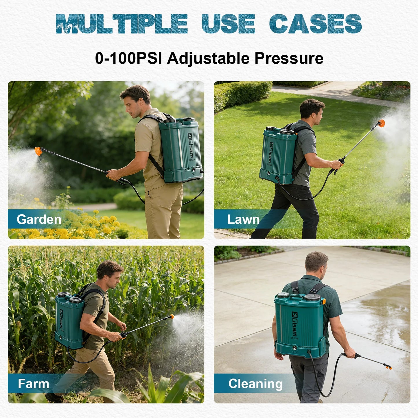 Gisam Electric Lithium Sprayer 100PIS 20L High Capacity Yard Lawn Spraying Irrigation Power Tools For Makita 18V Battery Pin