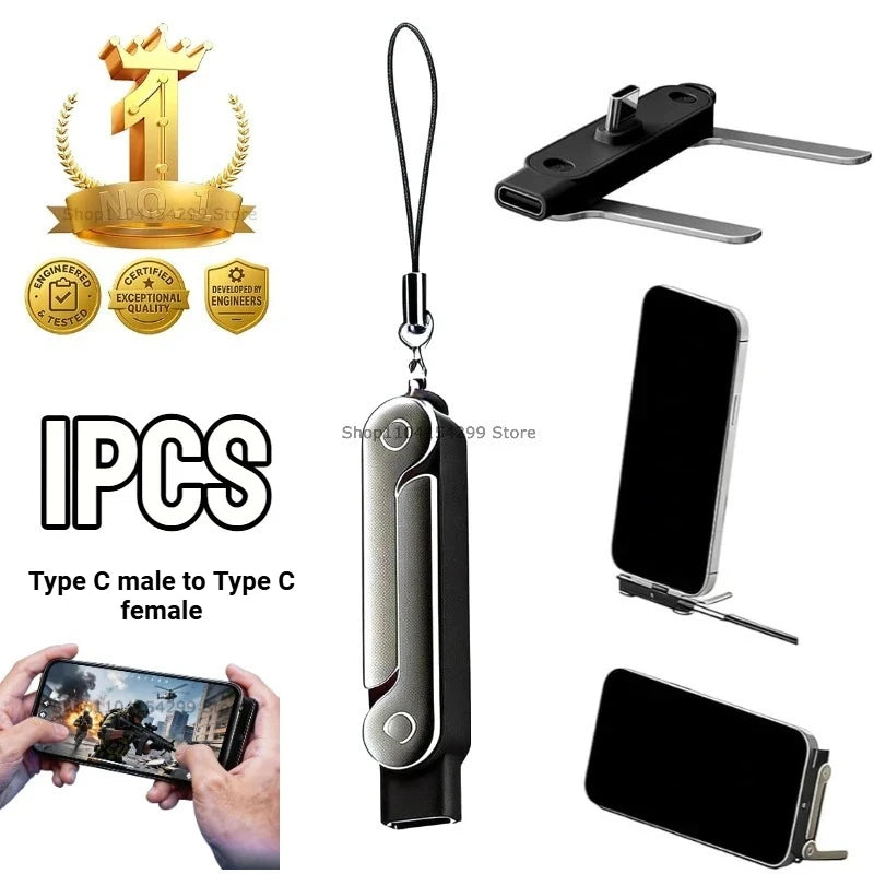 240W Super Fast Charging C To C Cable 2‑in‑1 Detachable Foldable Phone Stand Adapter Multifunctional Desktop Holder Sync Charger