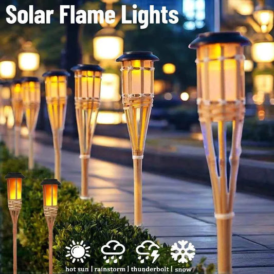 Bamboo Solar Flame Lights Torch Lights Bamboo Simulated Solar Flame Lawn Garden Lights Luces Led Solares Para Jardin Exterior