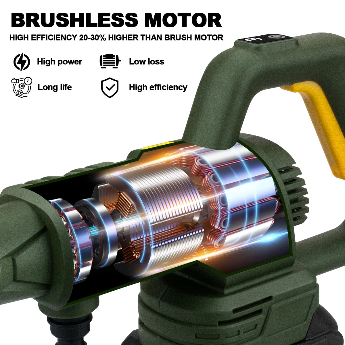 Pistolet de lavage haute pression sans balais Gisam 200 bars pour nettoyage de voiture, compatible avec les batteries Makita 18 V