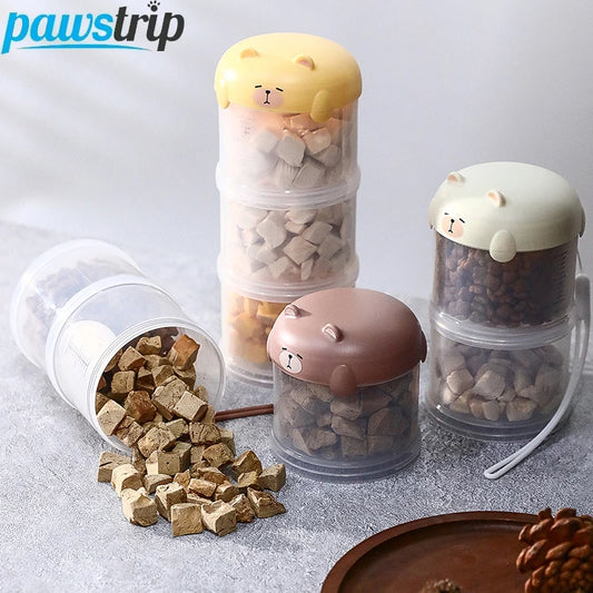 3 Layers Pet Food Storage Container Outdoor Portable Dog Food Dispensing Tank Transparent Sealed Food Storage Jar with Scale