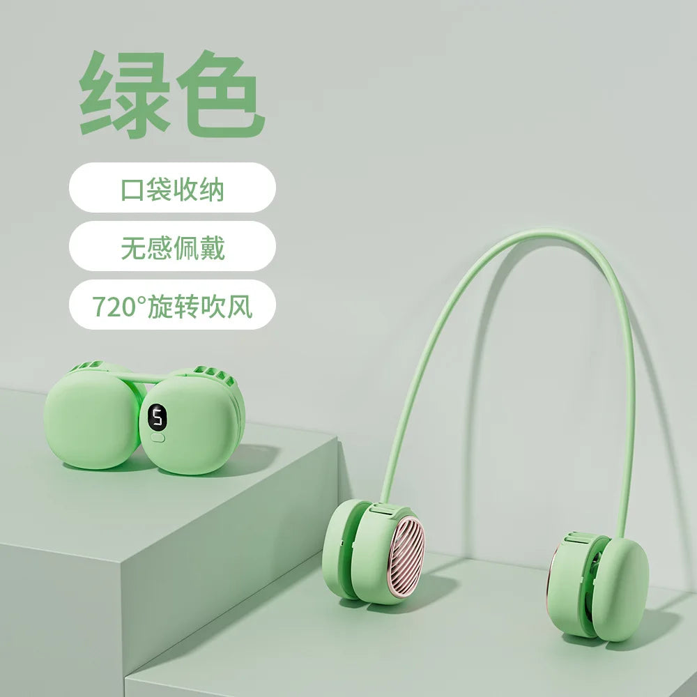Lenovo nekventilator USB oplaadbaar, handige nekventilator met digitaal display, draagbare mini-ventilator voor studenten en kinderen voor buiten gebruik
